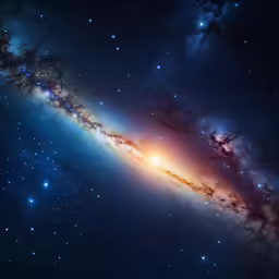 a spiral galaxy with bright light shining from it
