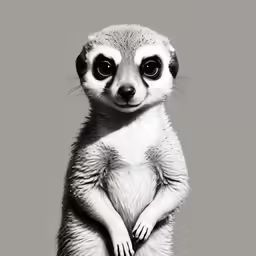 a close up of a meerkat with big eyes