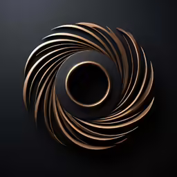 a spiral gold object on black background