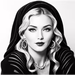 a woman in a nun outfit is wearing large hoop earrings