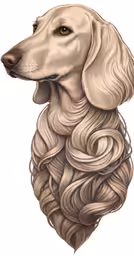 the hair is long and has a big head