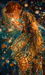 an illustration of a fairy that looks like it is kissing