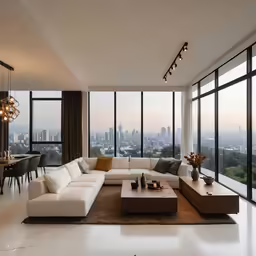 a large living room is open to an outdoor terrace