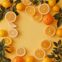 citrus fruits sliced and arranged into a circle
