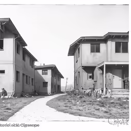there is a old photo of two buildings