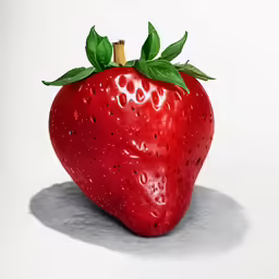 a single strawberries has been placed in the shape of an apple