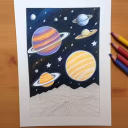 a drawing that looks like a picture of some planets