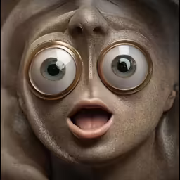 an odd looking head that has a lot of big eyes