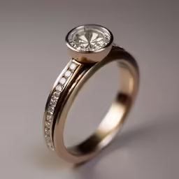 a gold wedding ring with diamonds on it