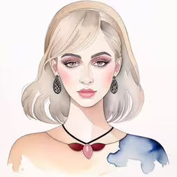 this drawing shows a beautiful woman with white hair
