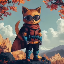 an image of a cat wearing glasses and wearing a cape