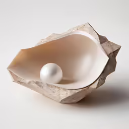 an ornament shaped container with a white pearl in it