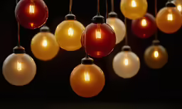 several light bulbs glowing with different colors