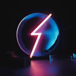 a neon sign that shows an arrow pointing to the left