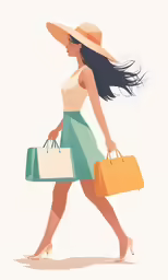a lady carrying shopping bags while walking