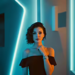 a woman with arm raised and wears an elegant watch