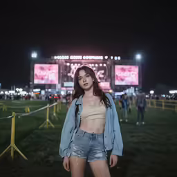 a young asian woman posing at a music festival