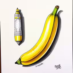 an image of a banana and an e - pencil