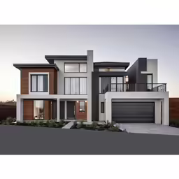 two story house with lots of windows and an open porch