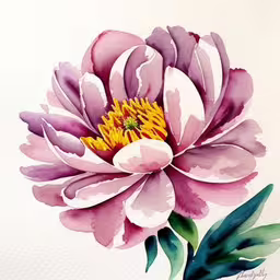 painting of flowers, with watercolor brush - effect applied on paper,watercolor painting flowers featuring a blooming flower