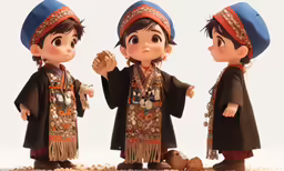 some little kids are dressed like people