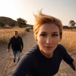 a man and woman are walking on the beach