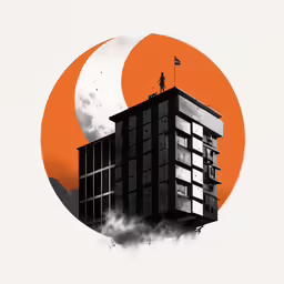 a tall building sitting on top of a cloud filled mountain