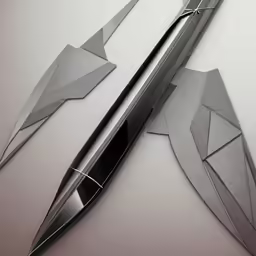 an artisticly designed knife sits on the counter