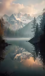the sky is reflected in the still water on the lake