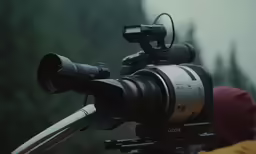 a man taking pictures with his camera on a rainy day