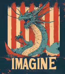 an image of a blue dragon with an american background