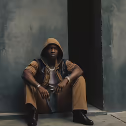 a person sits and looks in to the distance