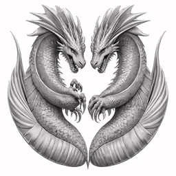 two gray dragon tattoos on white paper