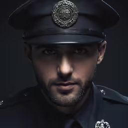 a man wearing a police uniform and gold badge