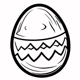an egg with an artistic motif is shown in black and white