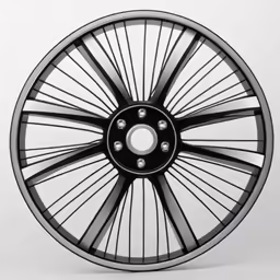 a black rim of a bike wheel with spokes