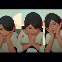 some animation artwork of a woman looking to her left