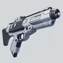 an illustration of a modern gun with a light shining on the side