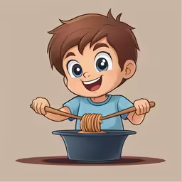 a boy making a bowl with honey in his hands