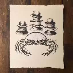 a hand drawn design for a crab hat