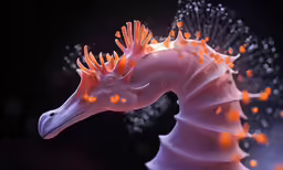 an orange and white toy horse wearing a hat