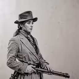 a person standing and holding a gun
