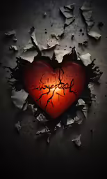 the heart in the cracked wall is red