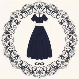 a dress hanging in a wreath with a woman