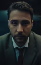 a man looking intently into the camera with a serious look on his face