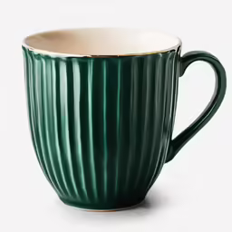 green striped mug with gold rim, ceramic mug, round mugs for sale