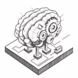 a drawing of an animated brain inside of a mechanism