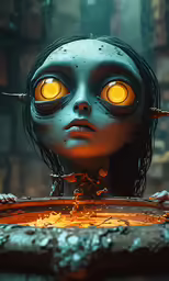 the character lily from inside out with yellow eyes