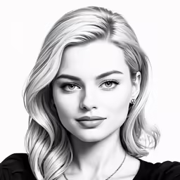 black and white illustration of a woman with blond hair