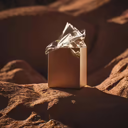the present is wrapped in tinfoil on the rocks